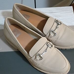 Dolce Vita Cream Loafers with Silver Accents